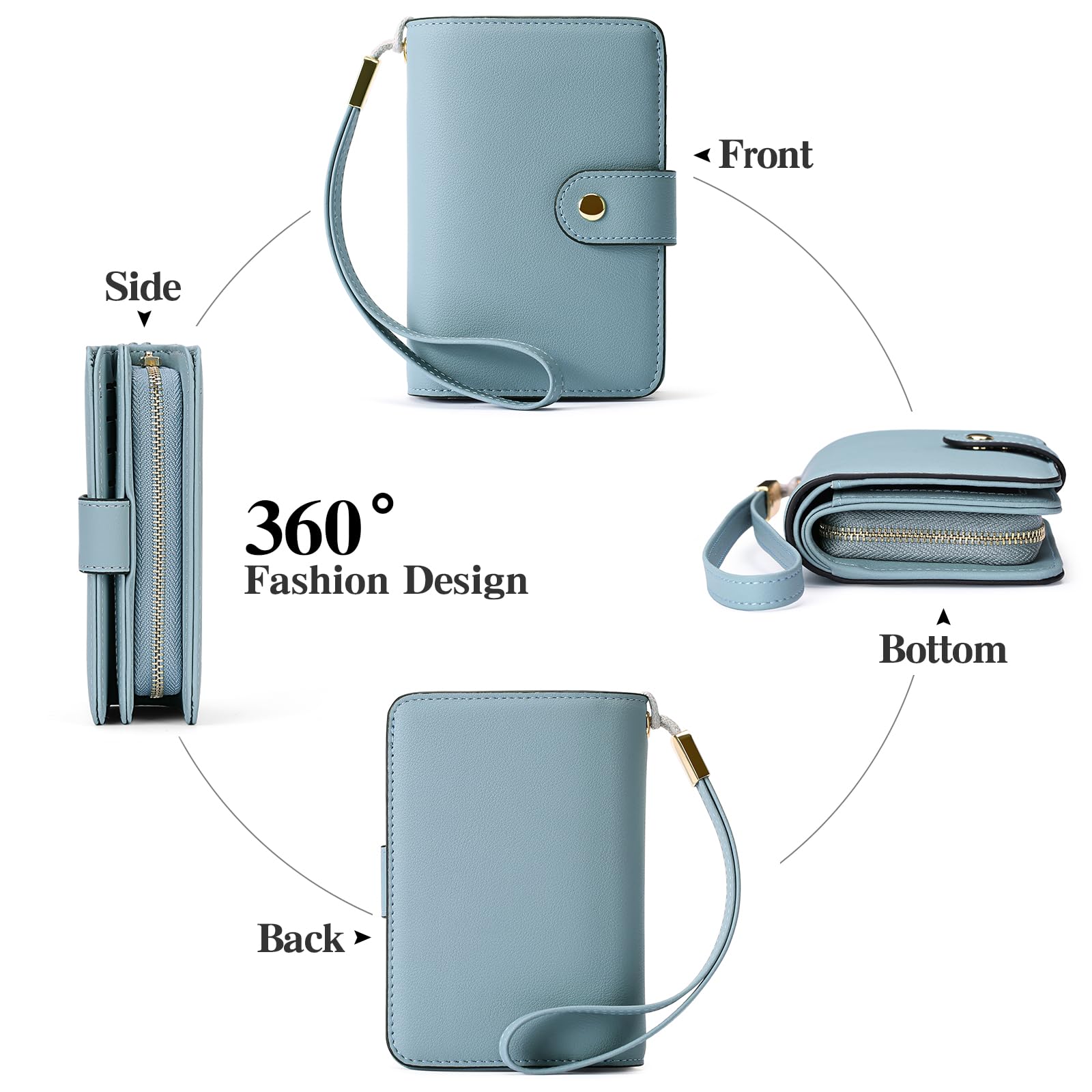 GAEKEAO Portafoglio Donna Piccolo Bloccaggio RFID Portamonete con Cerniera e chiusura a Scatto Scomparti per Carte Multipli Porta Carte di Credito