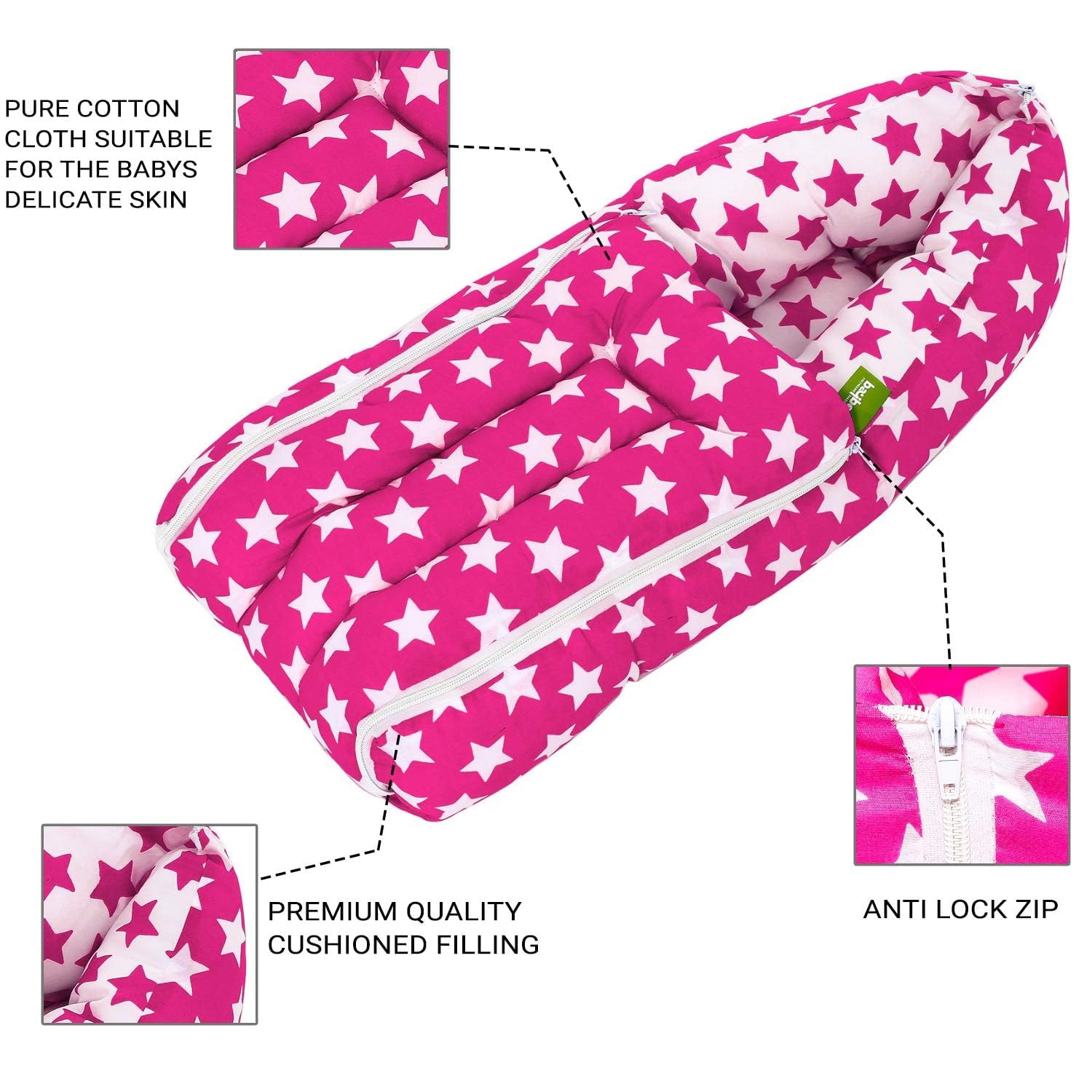 BAYBEE 3 in 1 Baby Carry Nest for New Born 0-6 Months | Infant Carrier for New Born Baby, Foldable Portable Travel Bed, Baby Holder, Baby Bedding Set, Newborn Essentials (Pink) 2