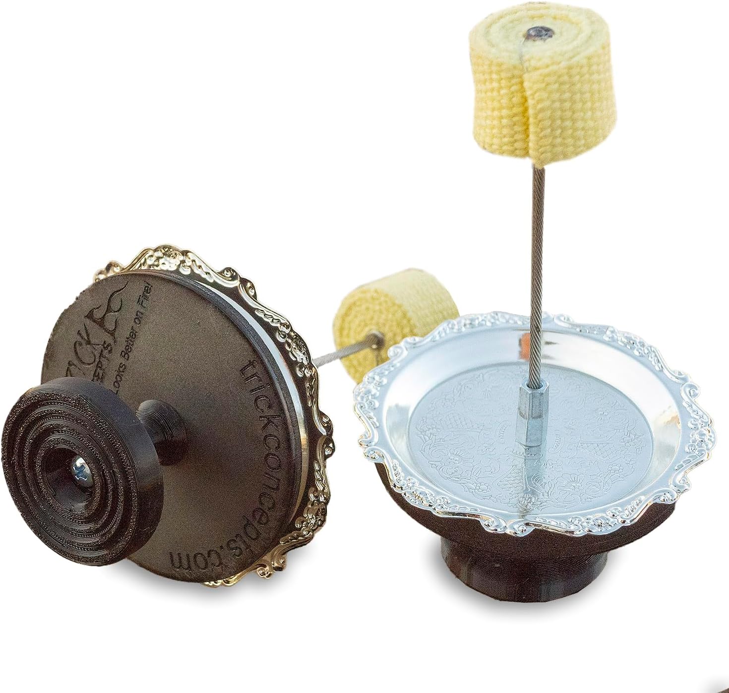 Pair of Ember Silver Fire Palm Torches for Fire Dancing and Flow, By:Trick Concepts