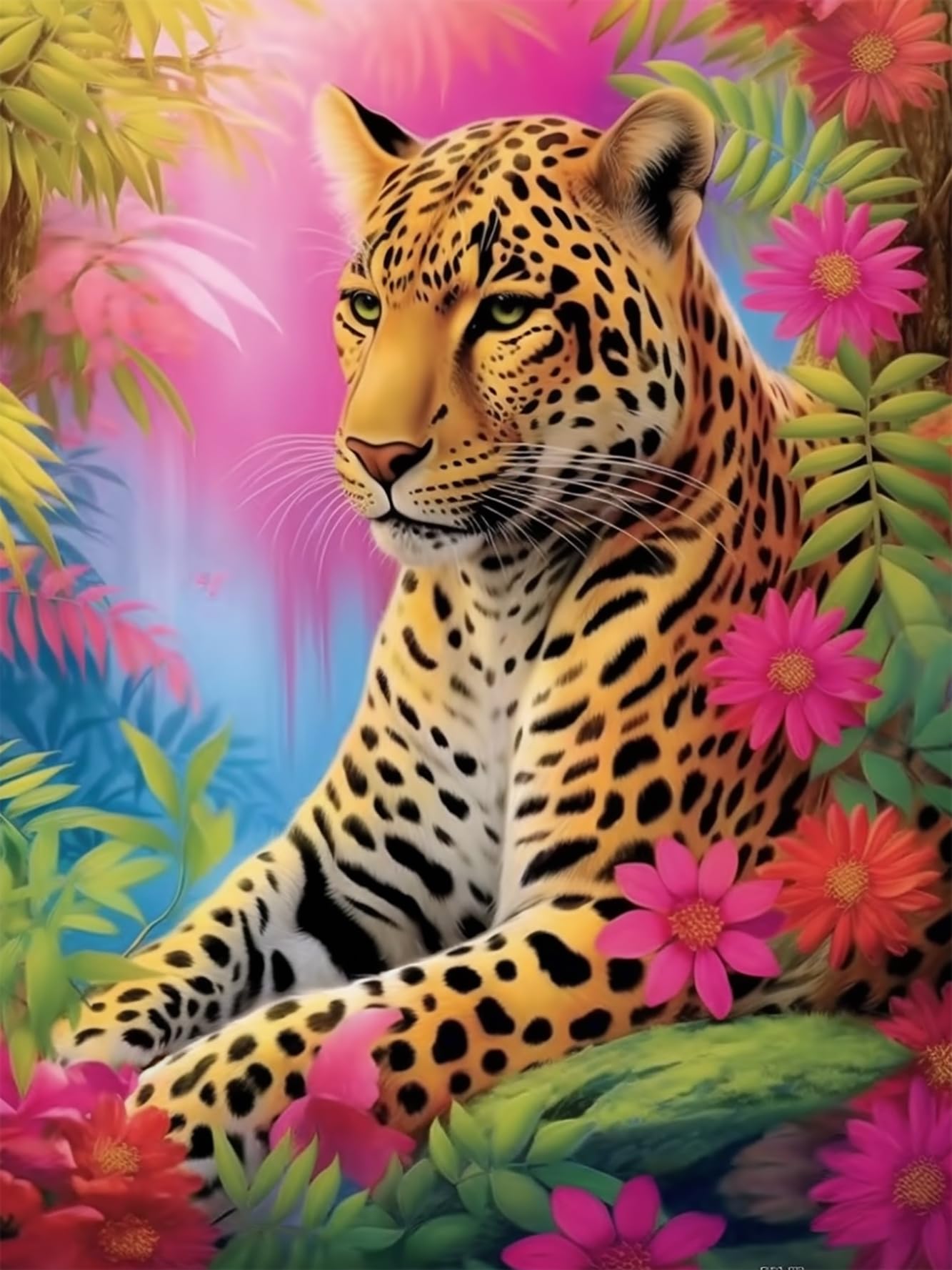 Reofrey Diamond Painting Accessories Leopard DIY Diamond Art Kits, Animal 5D Diamond Painting Kits for Adults Cross Stitch, Full Drill Round Crystal Embroidery for Craft Home Wall Decor 30x40cm