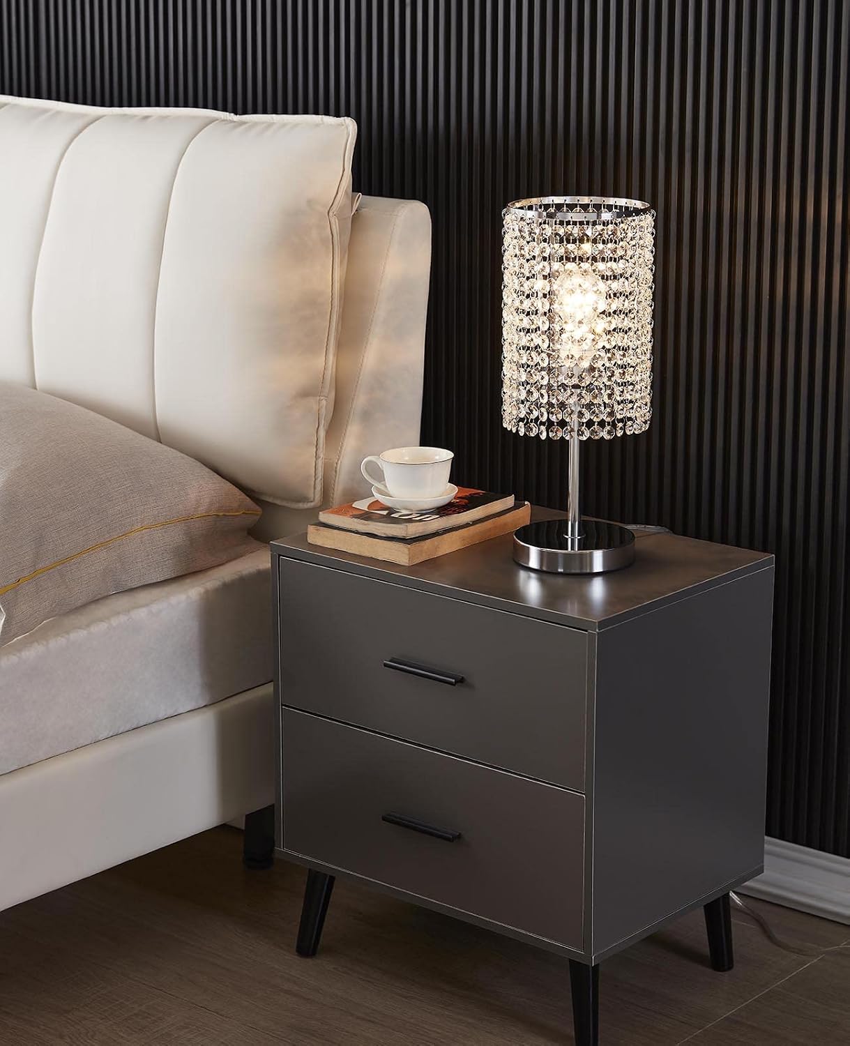 Surpars House Elegant Crystal Silver Table Lamp