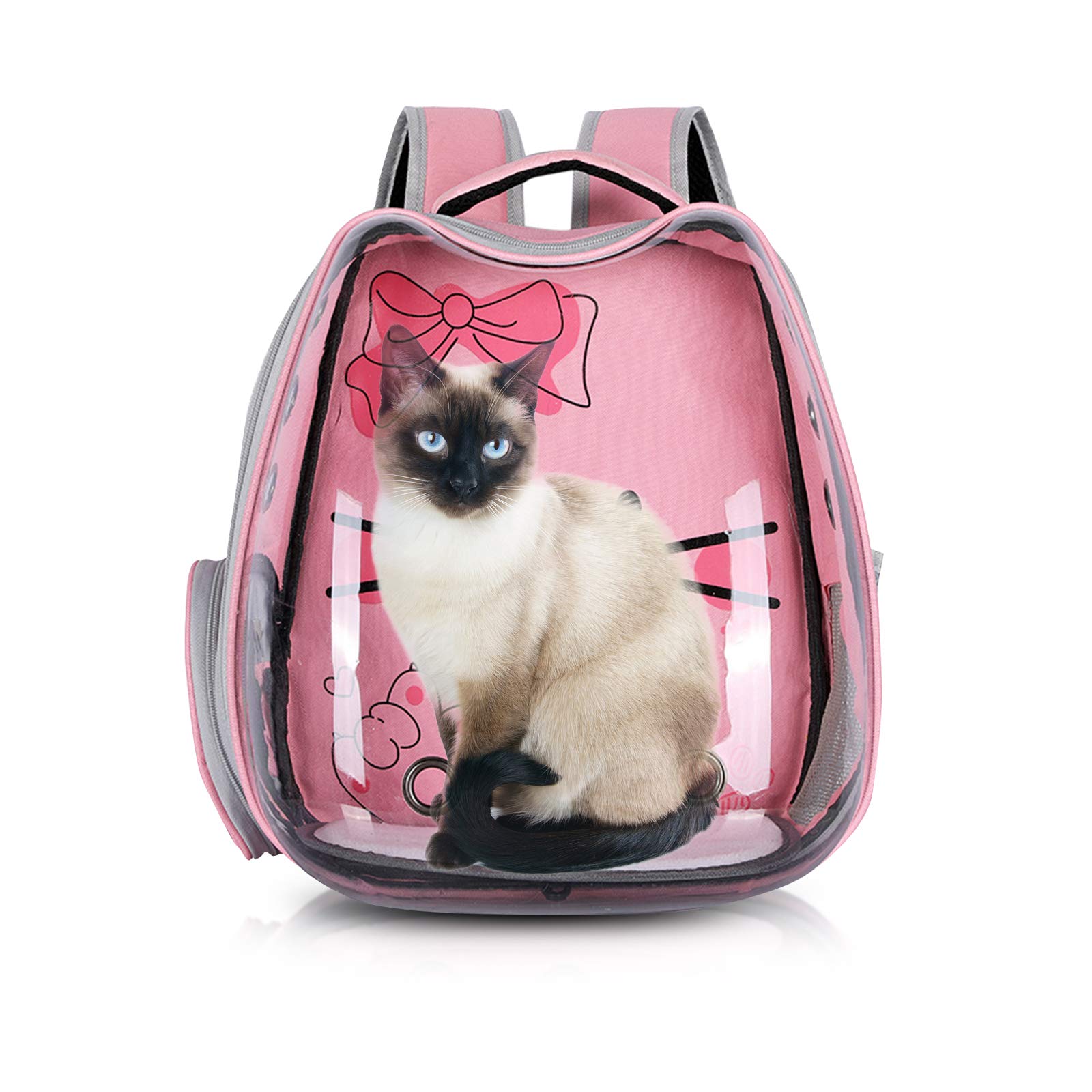 PETCUTE Zaino per Gatti,Zaino Trasparente per Animali Domestici,Zaino per Cani e Gatti con Capsula Spaziale,Borsa per Il Trasporto per Animali Domestici