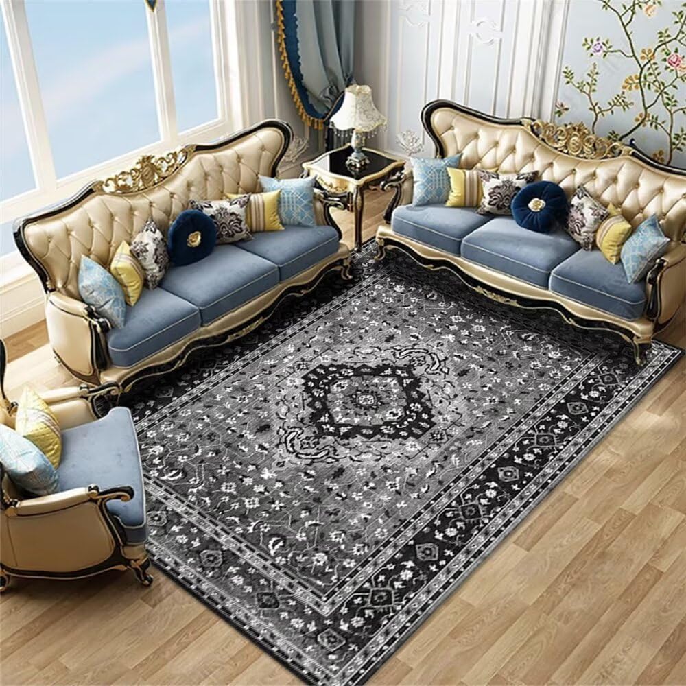 Moquette salon gris antidérapant grand tapis de chambre adulte rectangulaire
