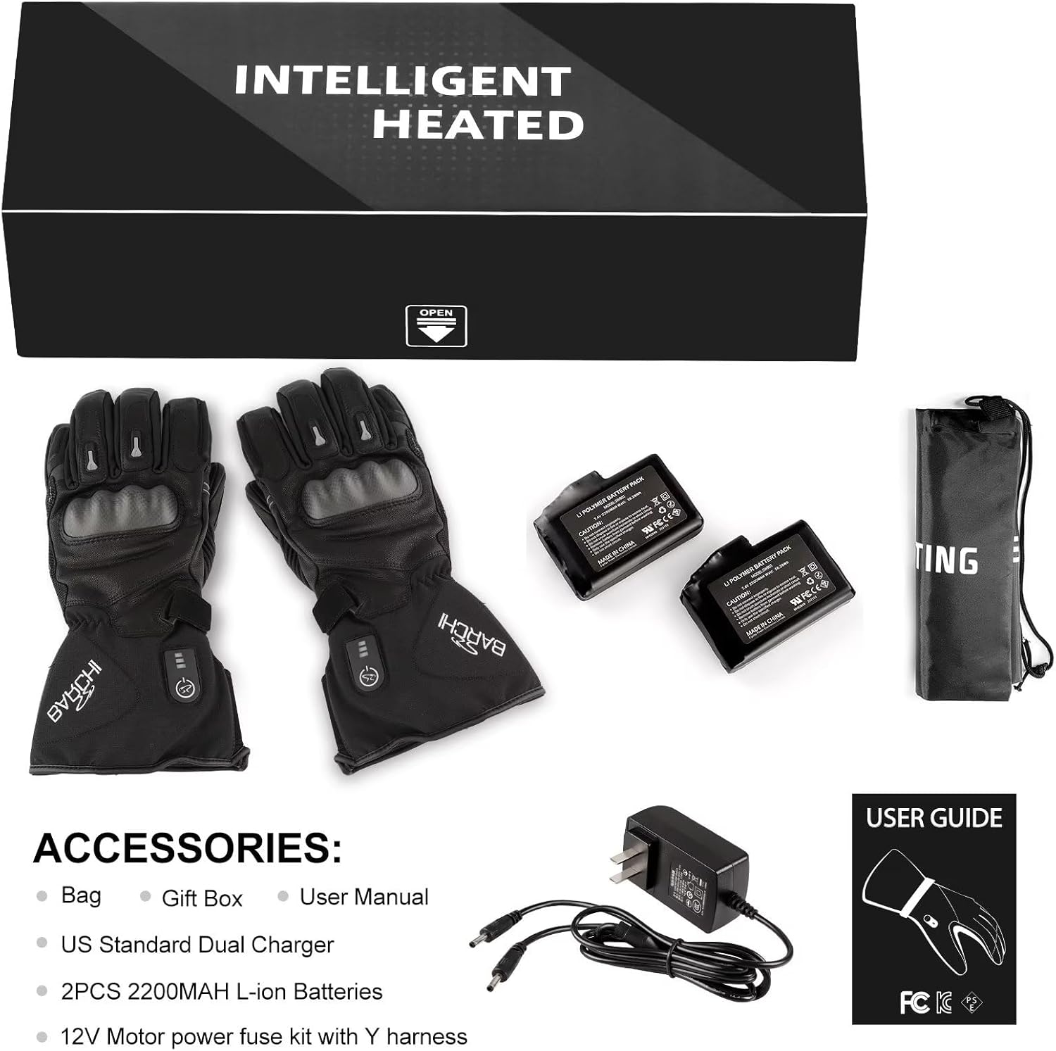 Heated Gloves for Men Women Heated Motorcycle Glove Electric Waterproof Heating Gloves Touchscreen Rechargeable Battery Hand Warmers w/ 12V Motorcycle Wire for Outdoor Work Snowmobiles