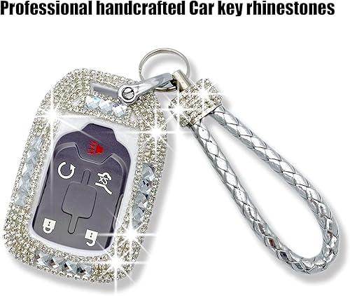 Miniatura 3 de Funda Protectora de Llavero de Diamante de Cristal de Rinita de Lujo Compatible con GMC Acadia Terrain Yukon Chevrolet Suburban Tahoe