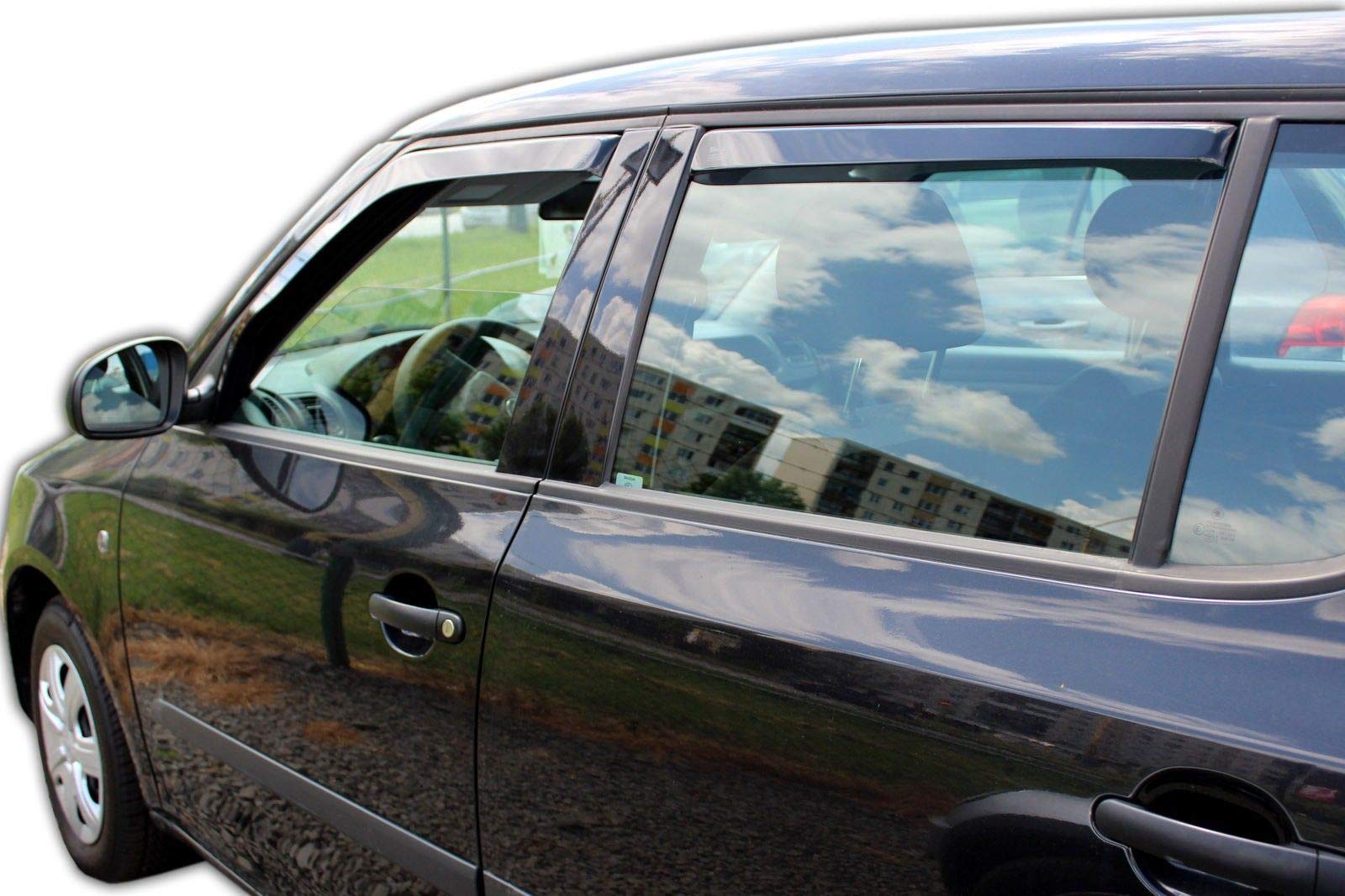 J&J AUTOMOTIVE Windabweiser passend für Skoda Fabia 2 5-Türer Schrägheck 2007-2014 4tlg, Heko Regenabweiser Vorne Hinten Getönt Dunkel Passform
