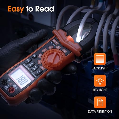 Miniatura 4 de FKM Medidor de abrazadera, multímetro T-RMS 6000 unidades, medidor de corriente y voltaje de corriente CACC rango automático, mide voltaje de