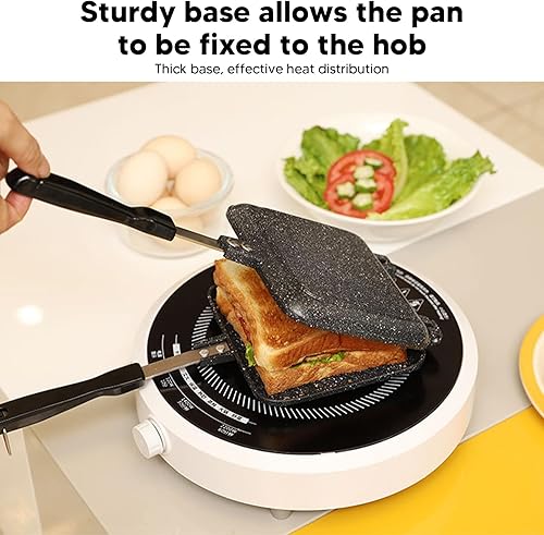 Miniatura 4 de Breakfast Sandwich Maker Press Grill Sandwich Maker Aluminium Alloy Sandwich Maker Anti Stick Double Sided Bread Panini Baking Press Flip Pan for