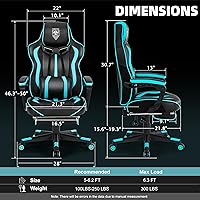 Vista 3 de Vonesse Gaming Chairs for Adults, Gaming Chairs with Footrest and Massage, Reclining Computer Chair for Heavy People,Big and Tall Ergonomic Gamer