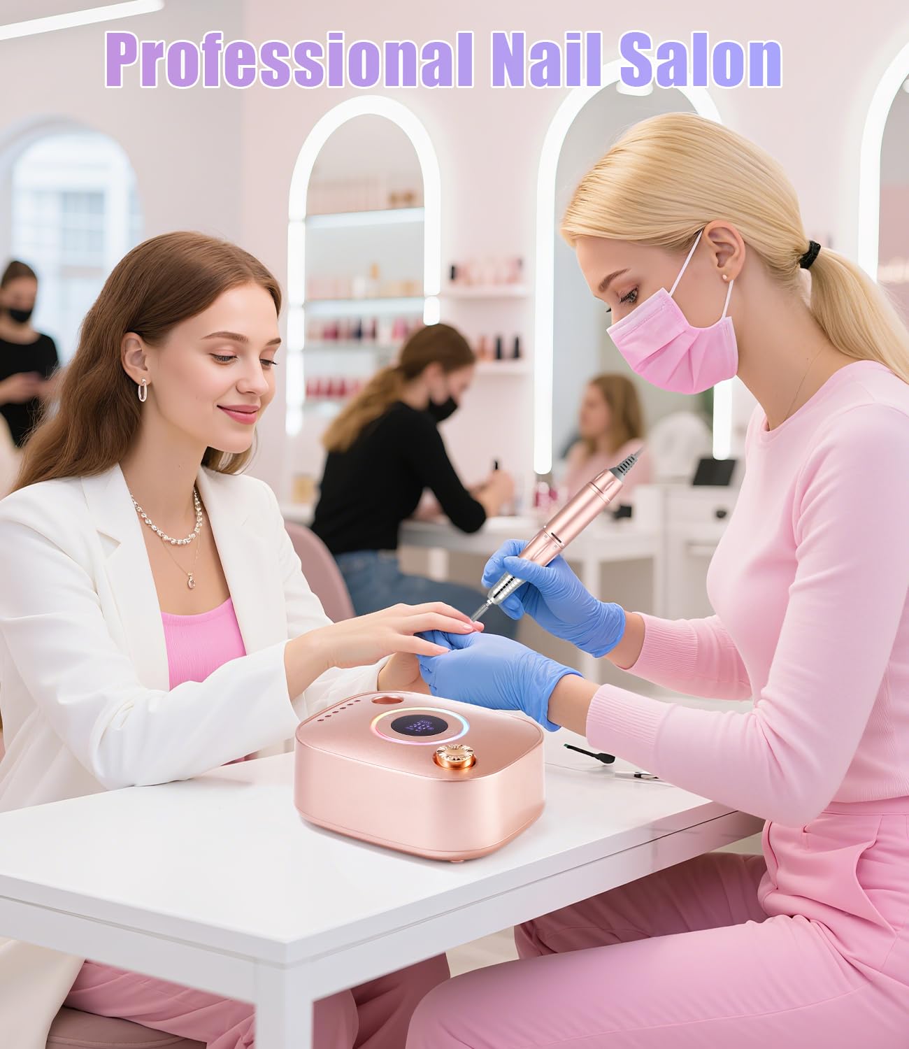 Torno para Uñas, 45,000RPM Profesional Lima Electrica Uñas, Velocidad Ajustable,Set de Accesorios para Manicura y Pedicura con Brocas de Cerámica,para Uso Doméstico Salones de Uñas