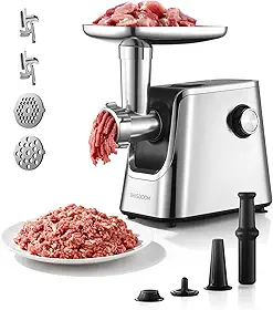 Moedor De Carne Elétrico De 3000 W (Máx.) Com Motor De Cobre De Alta Eficiência, Reversão Automática E Compartimento Oculto Para Armazenamento - 3 Em 1 Para Fazer Linguiça E Quibe, Ideal