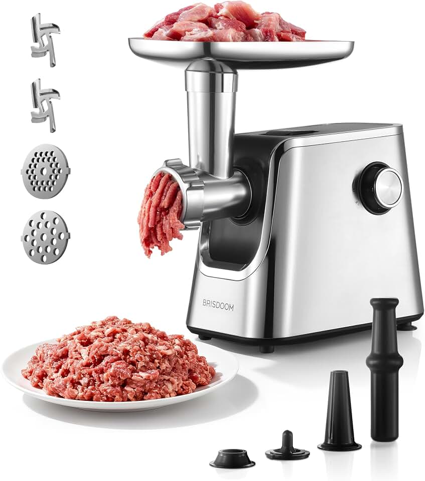 Moedor De Carne Elétrico De 3000 W (Máx.) Com Motor De Cobre De Alta Eficiência, Reversão Automática E Compartimento Oculto Para Armazenamento - 3 Em 1 Para Fazer Linguiça E Quibe, Ideal