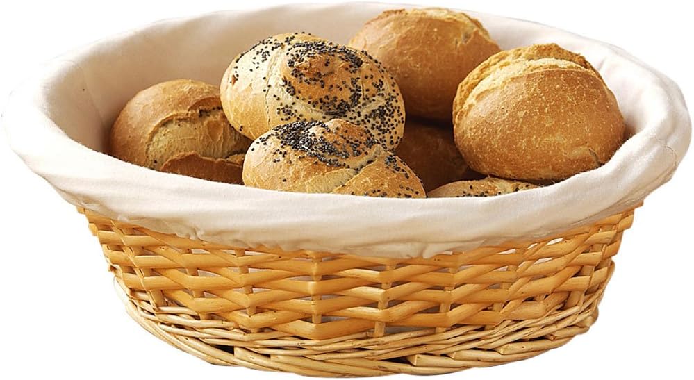 Natural Wicker Bread Basket With Cloth Lining Amazon.co.uk Home