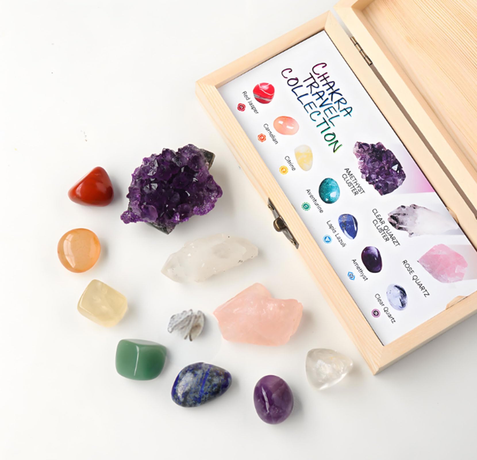 Set di Cristalli Naturali di Ametista, Cristalli dei Chakra E Pietre Curative, 7 Pietre dei Chakra Levigate per Guarigione, Meditazione E Yoga