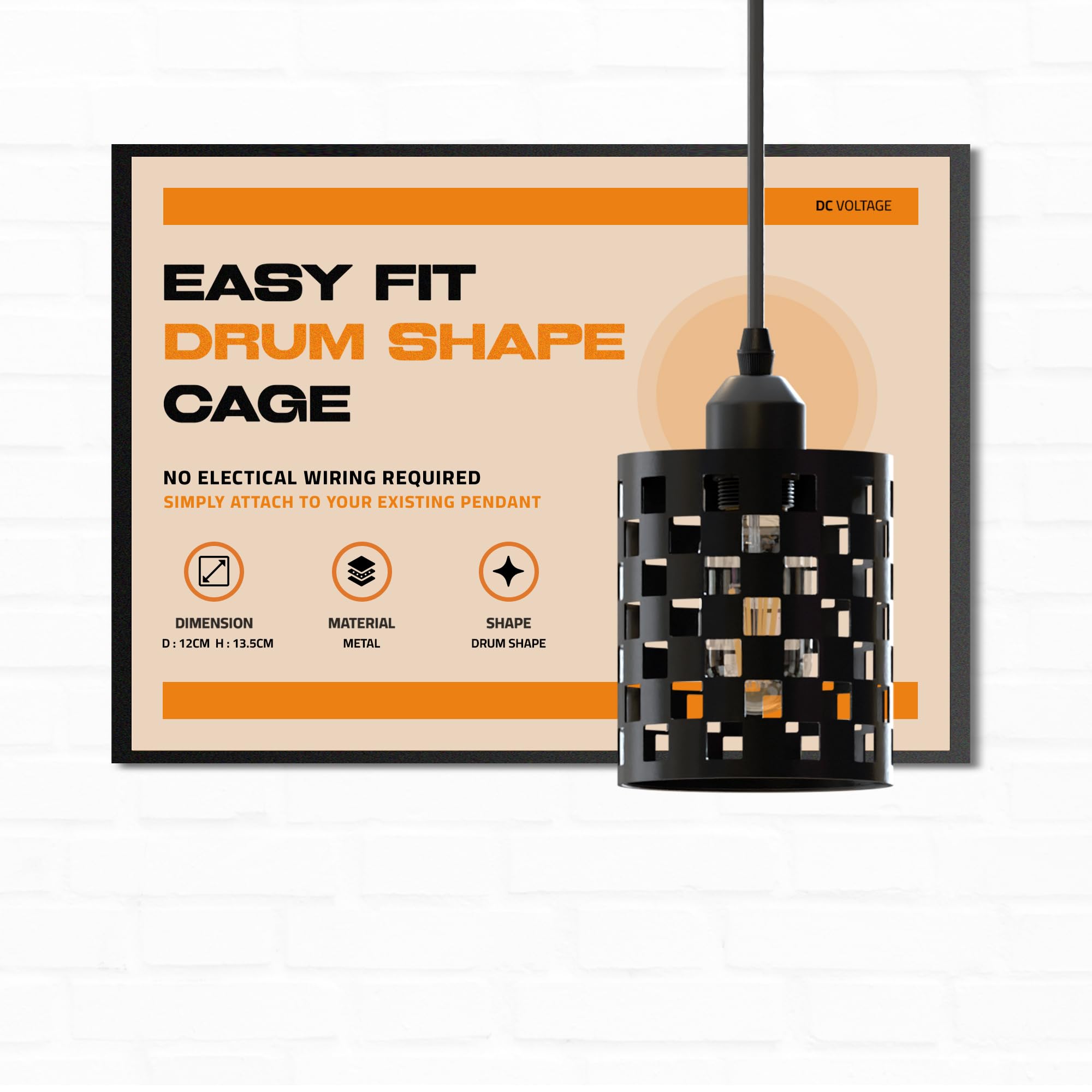 Vintage Cage Metal Lamp Shade - Industrial Metal Cage Light DIY Ceiling Pendant Lights for Dining Room Bedroom Loft Hallway (Black) — image 1