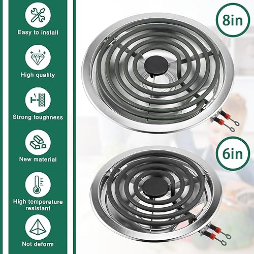 Miniatura 7 de Bandejas de goteo para quemadores plateados W10196405(8”) W10196406(6”) Quemadores eléctricos para estufa MP15YA(6") MP21YA(8")330031 Receptáculo de