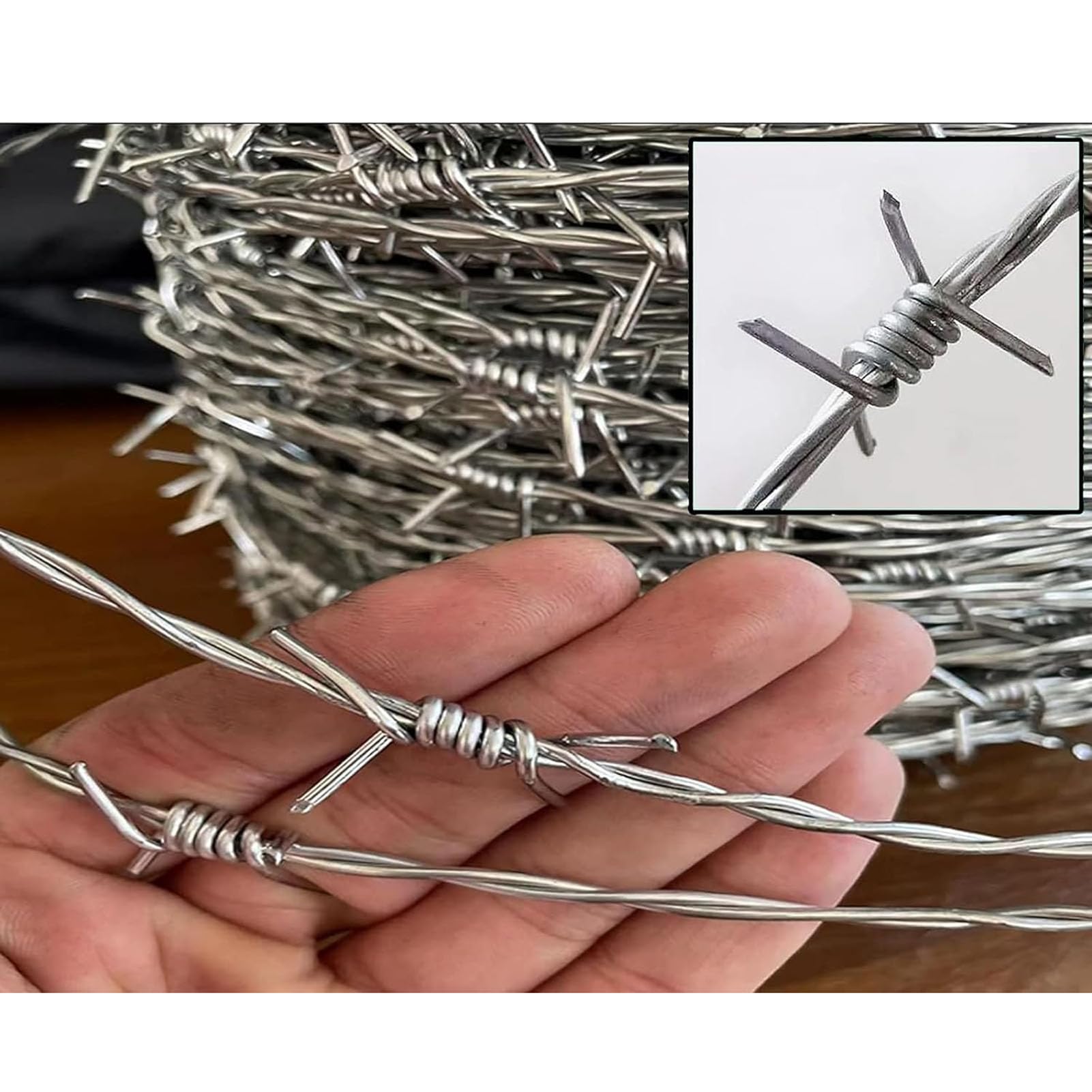Bobine di Filo spinato zincato, Recinzione in Filo Metallico Reu Craft a 4 Punti, Adatta per Agricoltura, Controllo degli Animali e Sicurezza, Maglia da 2 Metri, antifurto.