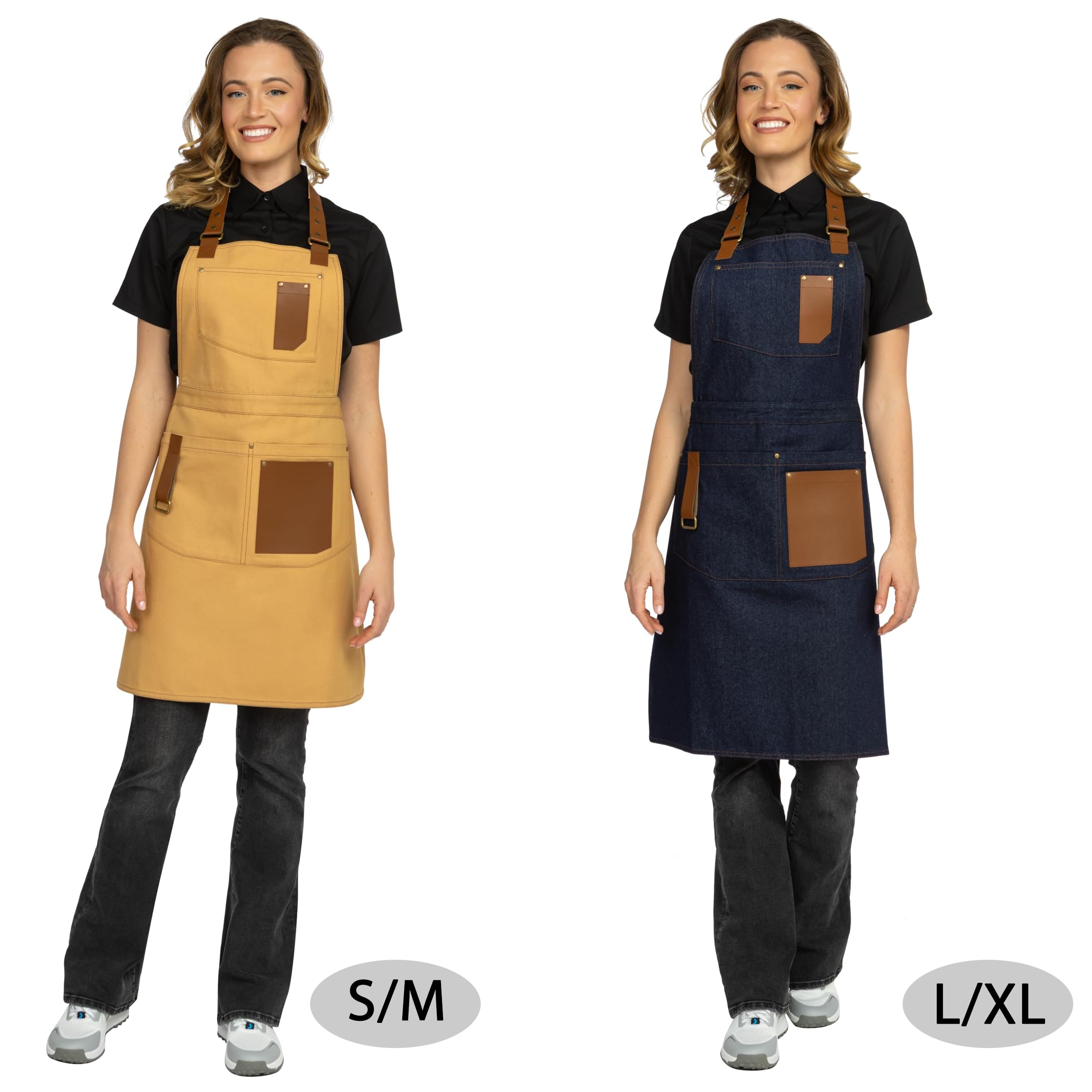 PALLTEX GERARD Grembiule da Lavoro Unisex – Grembiule in Tela Premium con Bretelle Regolabili e Tasche Multiple per Cucina, Ristorante, Bar, BBQ, Artigianato e Altro