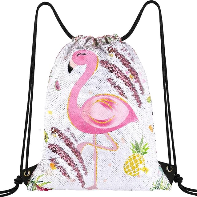 WERNNSAI Sequins Drawstring Backpack - 45 x 35cm PE Bag Backpack for Kids Waterproof Gym Sackpack School Travel Gym Sports Cinch Bags