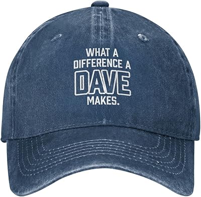 What A Differences A Dave Makes Hat Women Baseball Hat Graphic Hat Navy Blue
