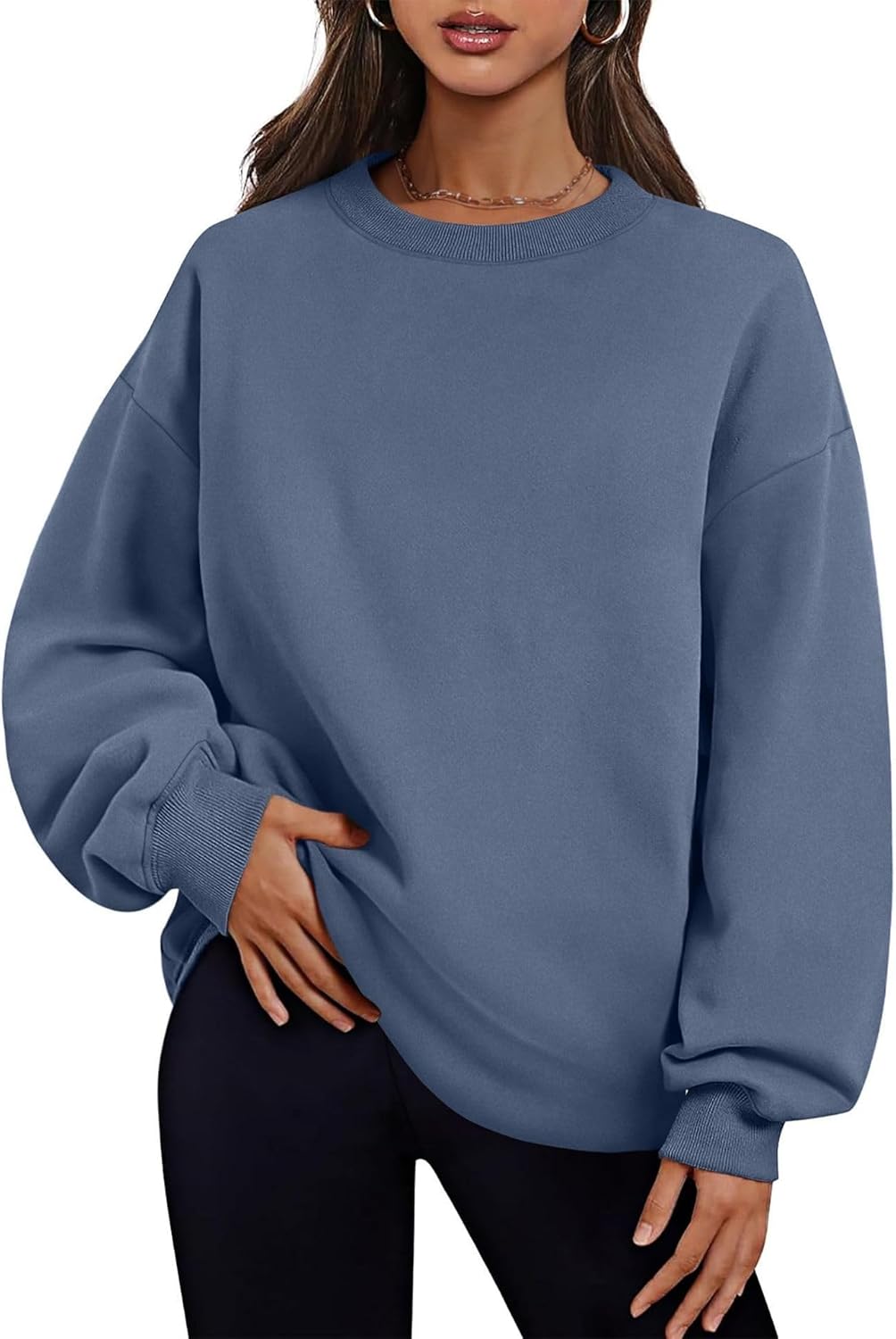 Women's Oversized Fleece Sweatshirt - Soft Crewneck Casual Sweater Top Comfy Fall Winter Fashion Hoodie - Image 2