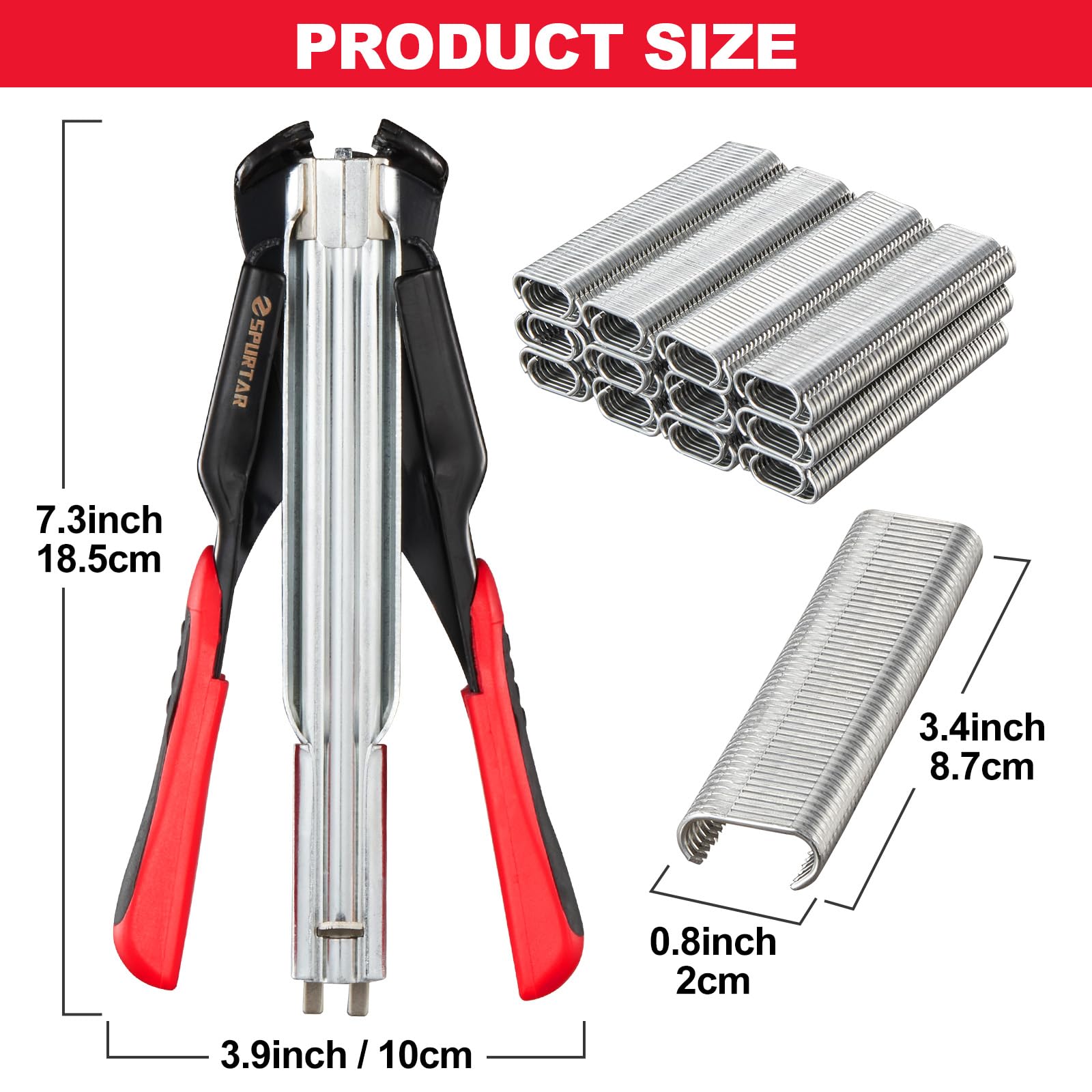 Spurtar Hog Ring Pliers Kit with 1200pcs 13/16'' Auto Feed Hog Rings Spring-Loaded for Chicken Wire Animal Fencing and Caging - Image 3