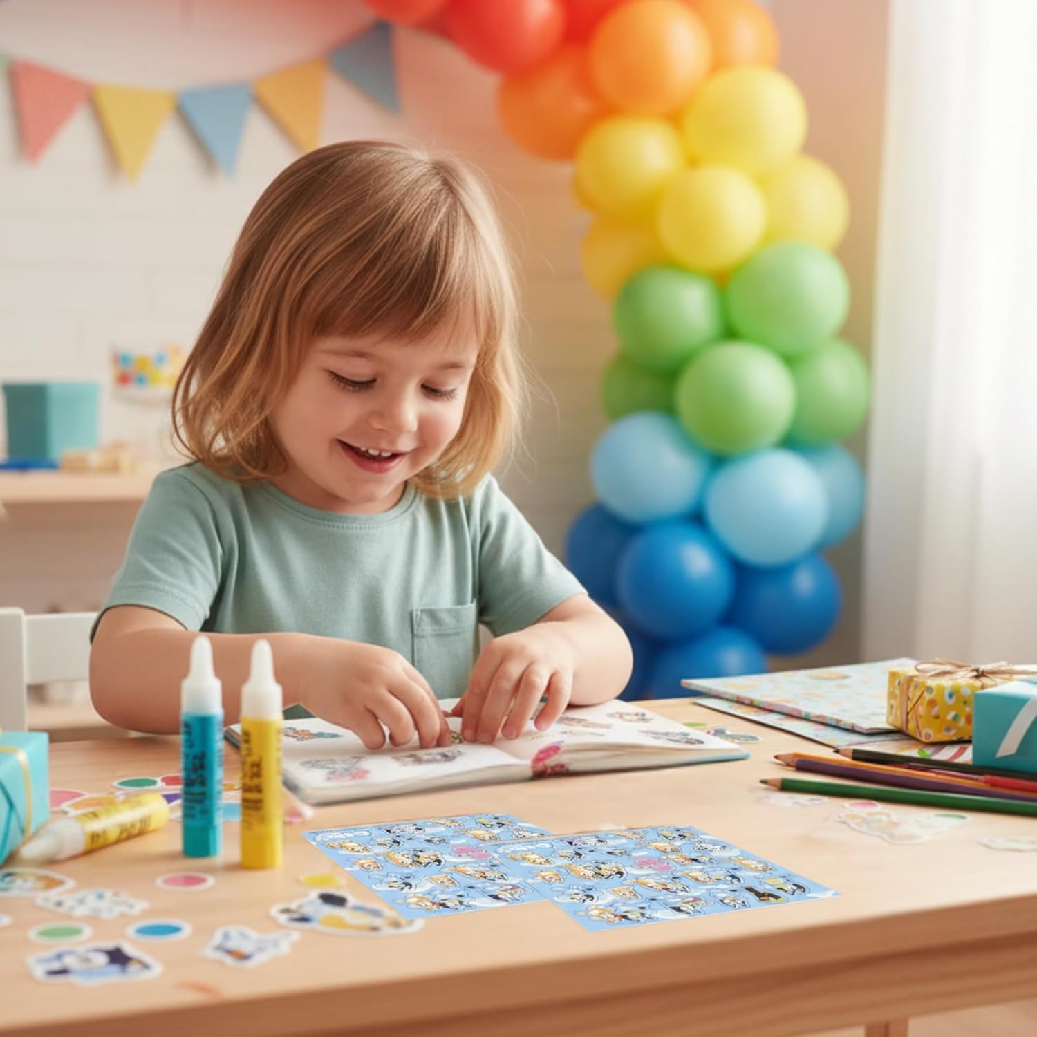 Unique Bluey Cups with Stickers | 16 Paper Cups, 4 Sticker Sheets, Checklist | Bluey Birthday Decorations | Party Supplies for Boys and Girls | Officially Licensed - Image 4