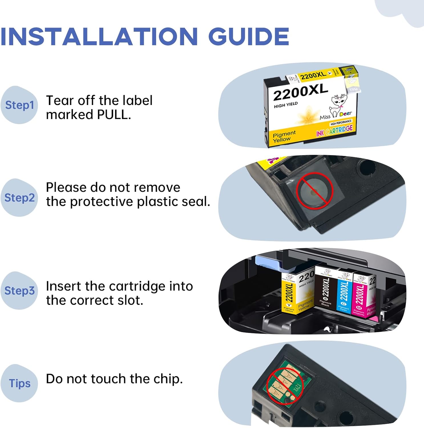Miss Deer PGI-2200XL Ink Cartridges, Compatible Replacement for Canon PGI-2200 2200XL Ink, Work with Maxify MB5020 MB5320 MB5120 iB4120 and iB4020 Printers,8-Pack
