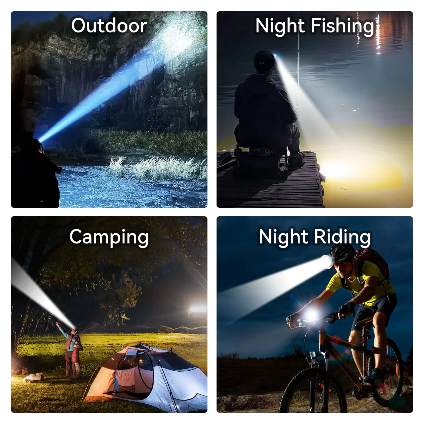 Superhelle wiederaufladbare LED-Stirnlampe, 6 einstellbare Lichtmodi, wasserdichter Scheinwerfer, Konstantstromfunktion, leichtes Design mit gelben und blauen Gläsern, perfekt für Camping, Wandern
