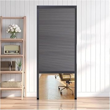 Multifold Interior Doors, No Drill Honeycomb Folding Door Pull Down, Invisible Sliding Accordion Door for Kitchen/Closet/Bedroom/Patio, Laundry Room Retractable Doors Hardware, Custom SizeDark Grey,W