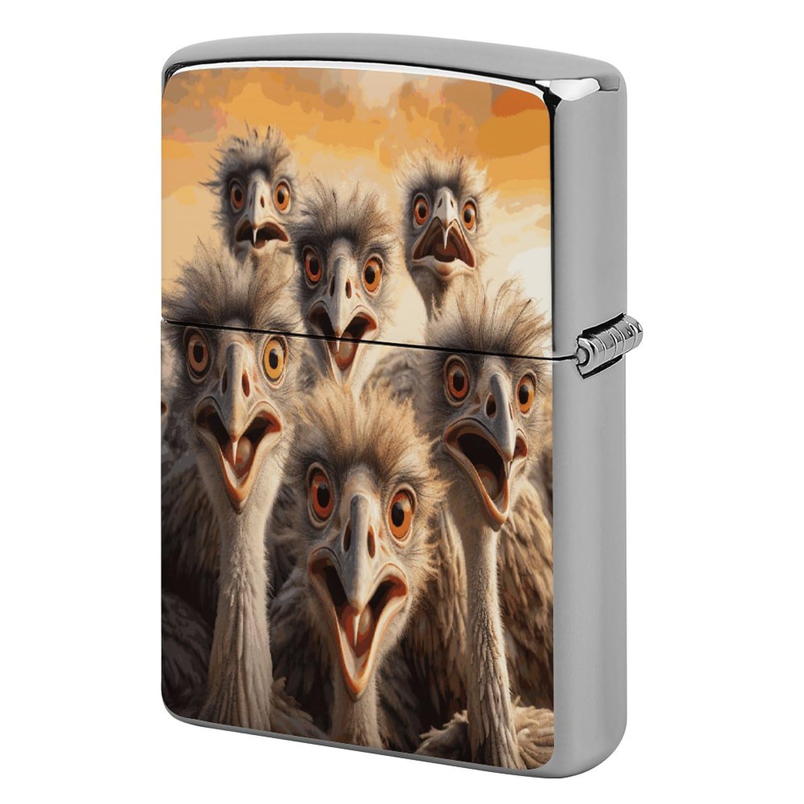 Btcowzrv Style A Flock Of Ostriches Metal Lighter Case Sleeve Cover Holder