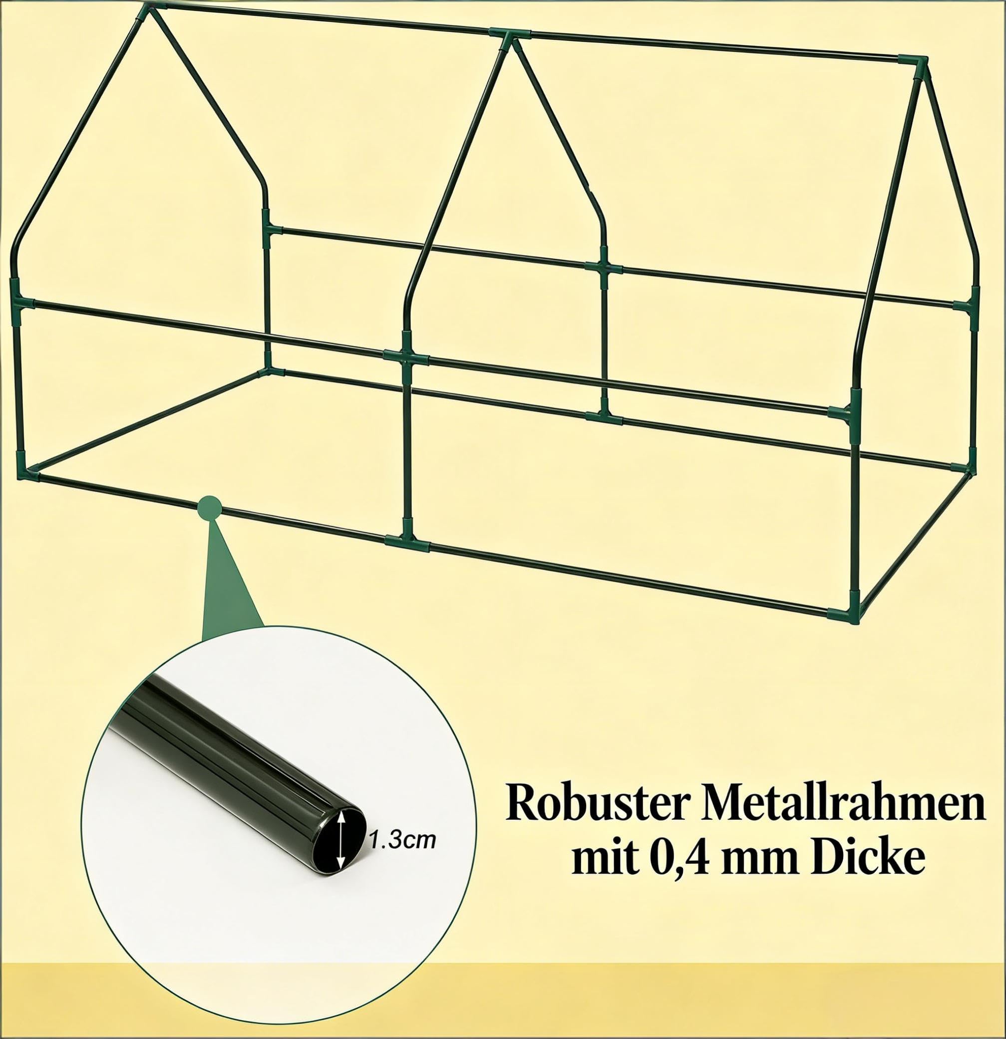 Mała szklarnia 180 x 90 x 90 cm – stabilny domek foliowy z drzwiami zwijanymi, wzmocniona folia, odporna na działanie promieni UV i wodoszczelna, jako domek na pomidory, na balkon i taras, biała