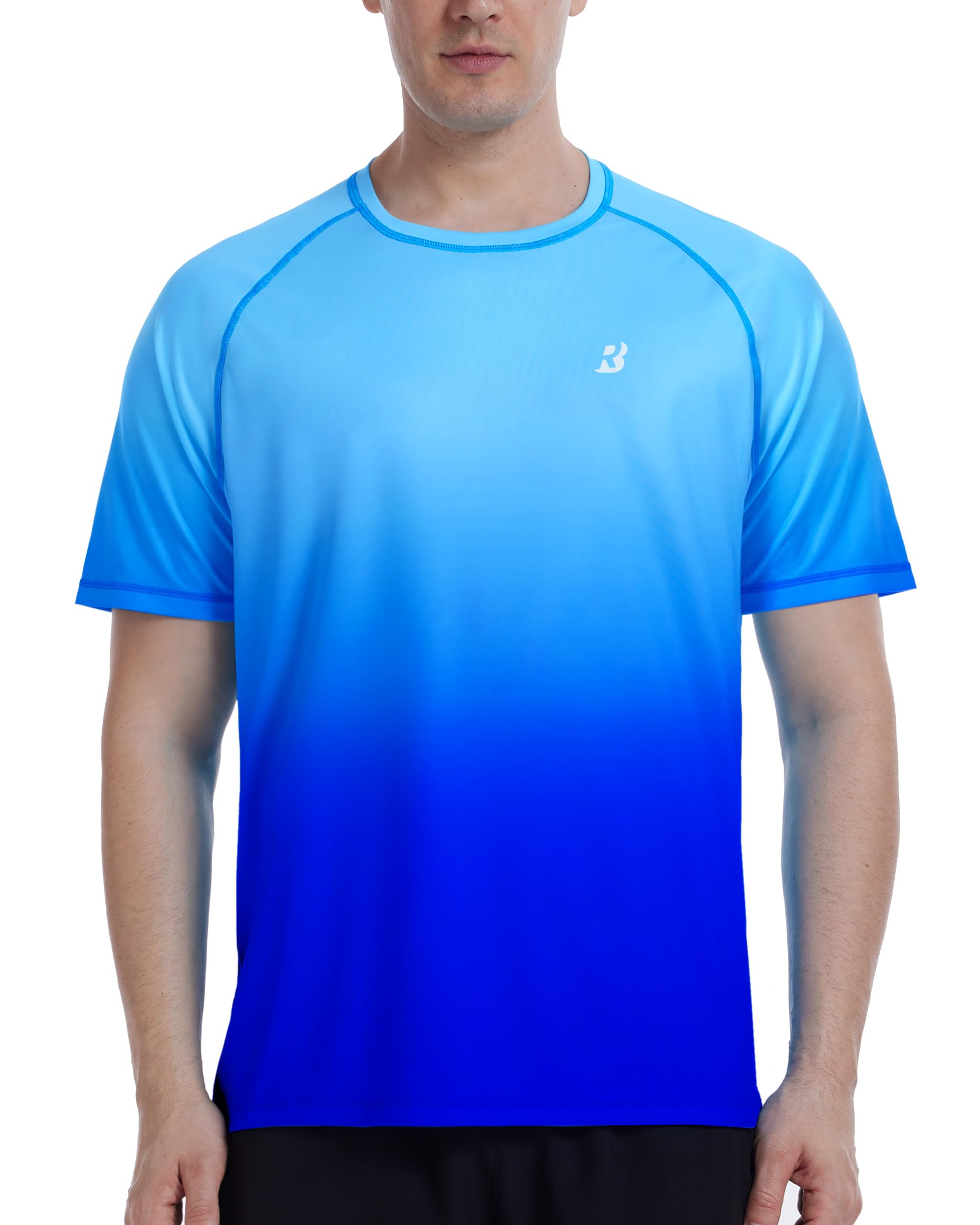 Roadbox Herren Kurzarm Rashguard, UV Schutz UPF 50+ Schnelltrocknend Bade Shirt, Atmungsaktives Outdoor Wassersport Shirt