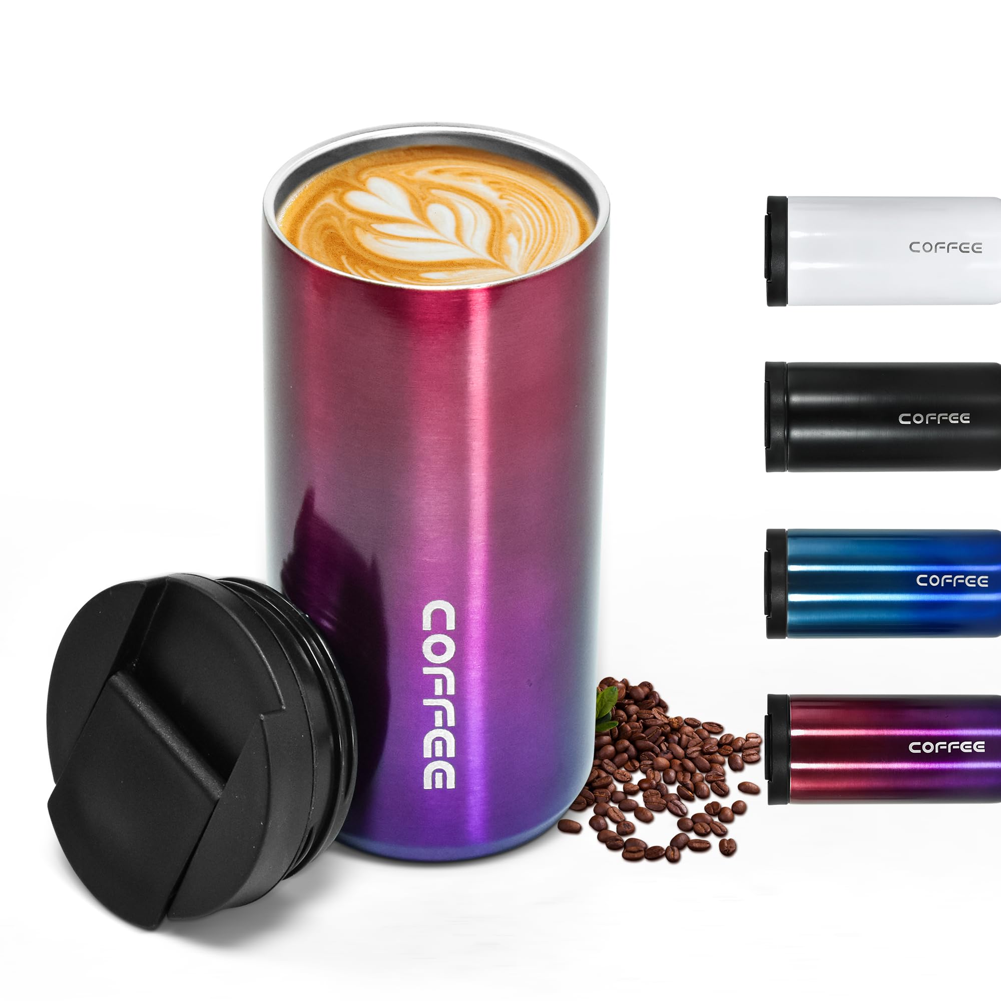 Icesip Insulated Coffee Mug 14oz,Travel Coffee Tumbler,Vacuum Insulated Coffee Mug with Leak Proof Screw Lid Coffee Cup for Men and Women for Hot &