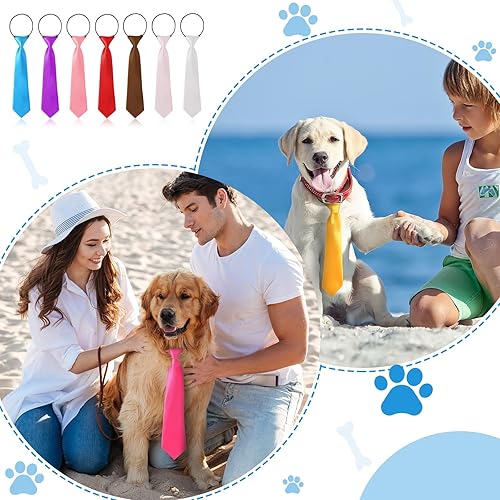 Miniatura 6 de Newcotte 110 corbatas grandes para perros, ajustables, a granel, para el cuello, corbatas de aseo para niñas, niños, mascotas, regalo (clásico)