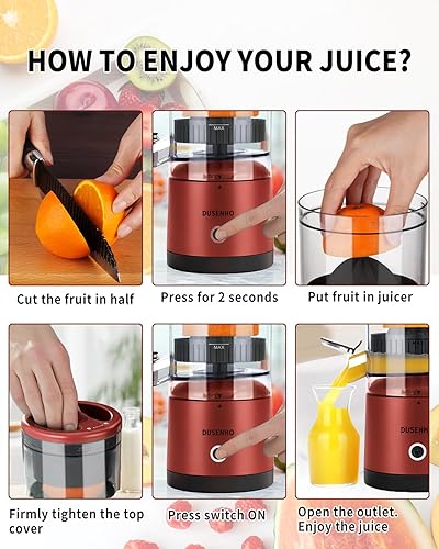 Miniatura 3 de Exprimidor de cítricos recargables - Exprimidor portátil con USB y cepillo de limpieza para naranja, limón, pomelo