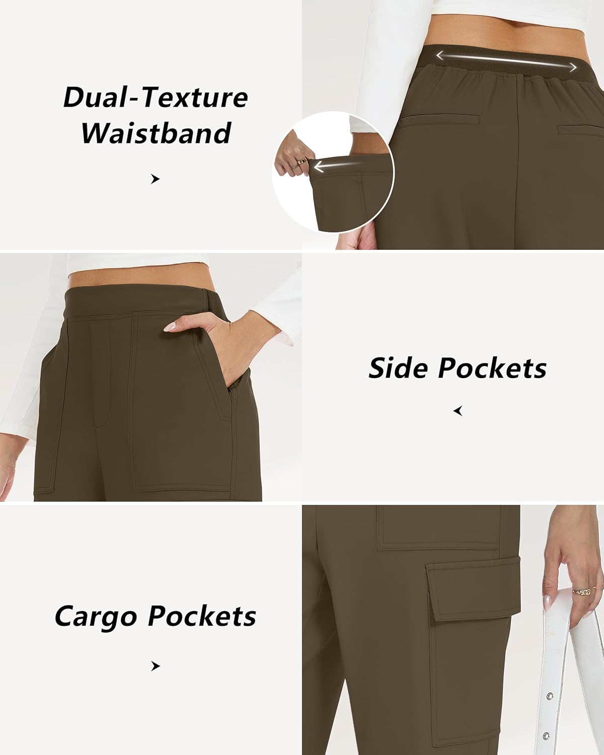 Women's Wide Leg Yoga Pants with Pockets Travel Pants Work Quick Dry Lightweight Casual - Image 3
