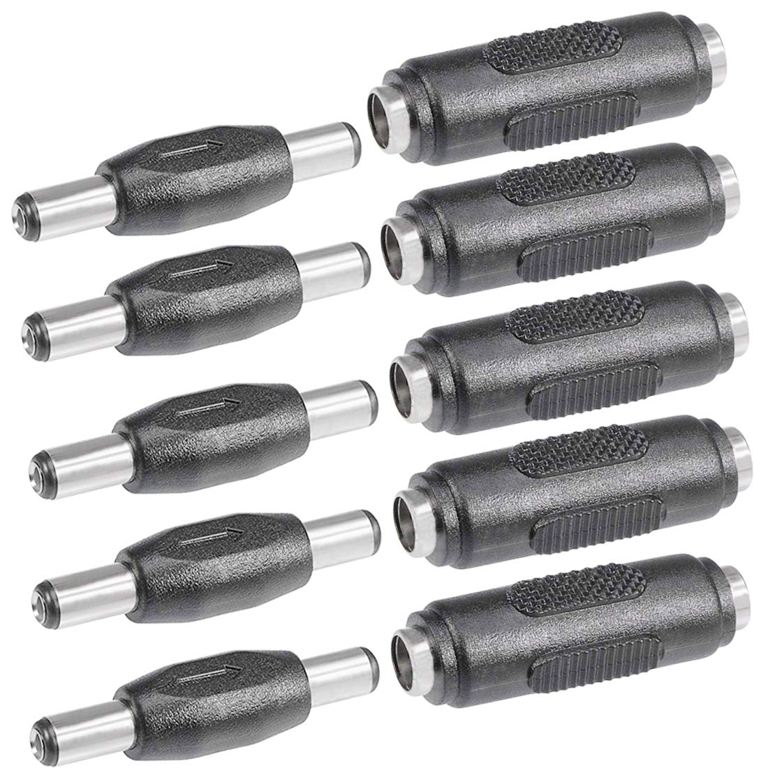 Lime2018 10PCS DC Female to Female and Male to Male Connector 5.5mm x 2.1mm 12V 5A Power Cable Jack Adapter，DC Power Jack Plug Adapter for CCTV Home