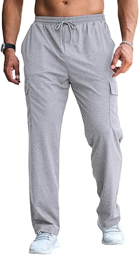 Miniatura 2 de CTU Pantalones deportivos holgados de moda para hombre, ligeros, para entrenamiento, pantalones deportivos con parte inferior abierta con bolsillos
