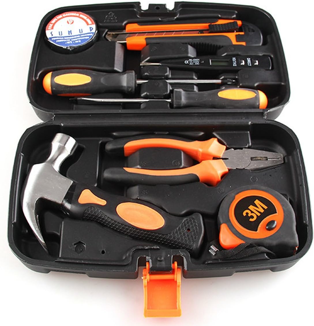 NOBLE HARDWARE 8-Piece Tool Kit Household Car & Office Mini Tool Set with Plastic Toolbox Storage Case