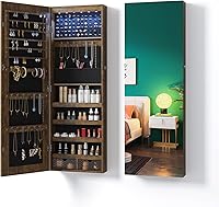 Vista 1 de Lvifur - Armario de joyería con 6 luces LED armario para las joyas montado en la pared o en la puerta con un espejo de longitud completa organizador