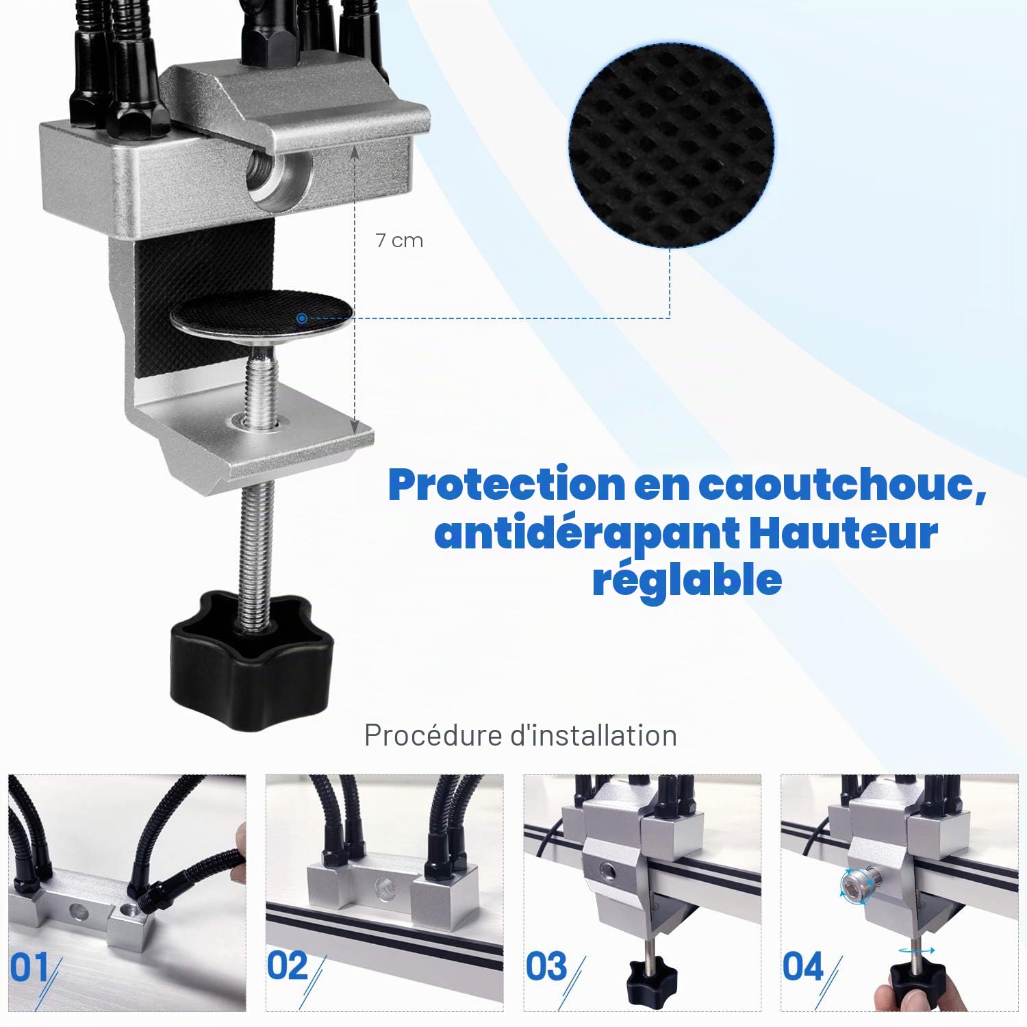 Support Multifonction Troisième Main Soudure, Avec 5 Bras Flexible secourable Pince clip réglable Loupe 3X et LED à 3 modes, adaptées au travail des ingénieurs en soudure electronique