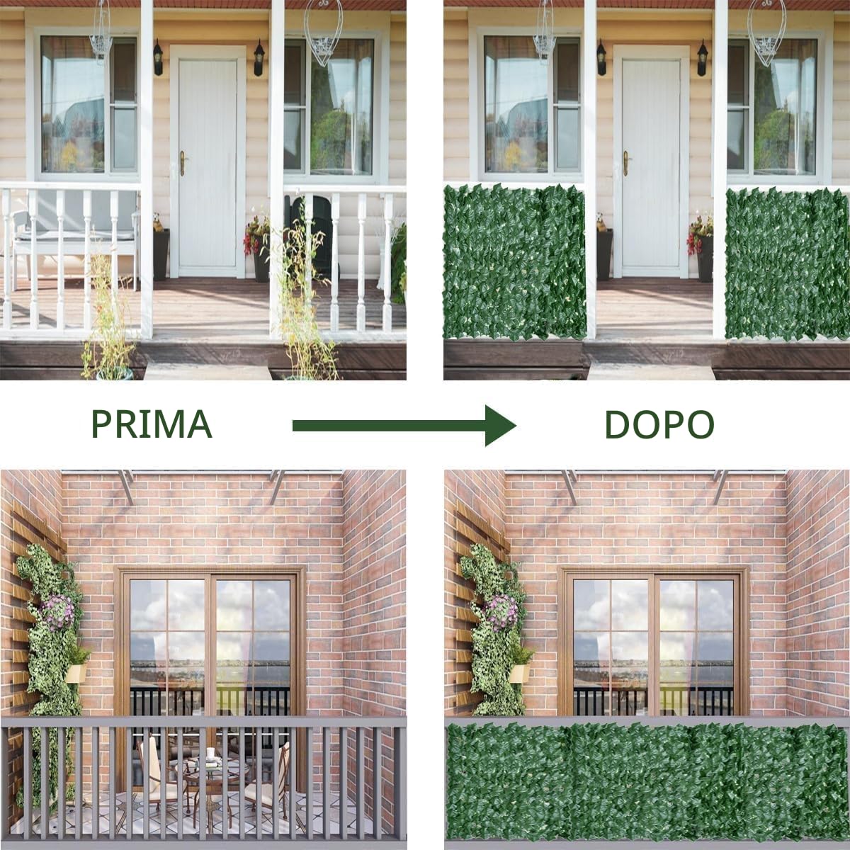 recinzione decorativa di edera artificiale, 3 m x 1,5 m, pannello a traliccio per balcone, decorazione da giardino con foglie artificiali, recinzione per privacy