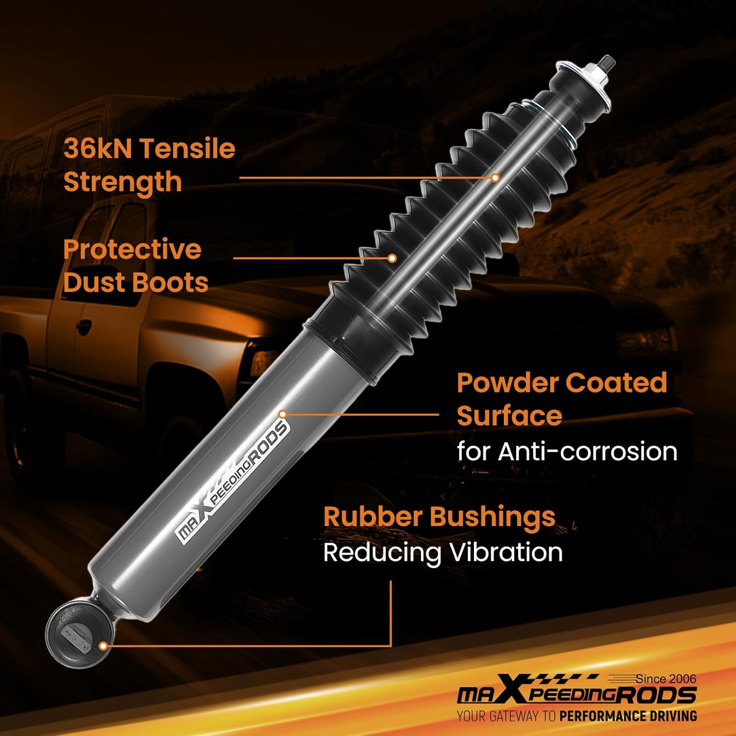 maXpeedingrods 0.5-2" Front Shocks for Chevy Silverado 1500/GMC Sierra 1500 Classic RWD 1999-2007, G1 Series Upgraded