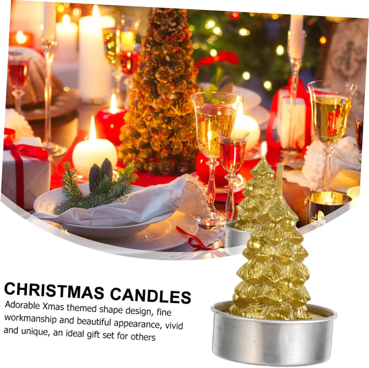 Cabilock 24pcs Christmas Themed Smokeless Paraffin Wax Candles for Adorable Cartoon Design Atmosphere for Holiday Celebrations