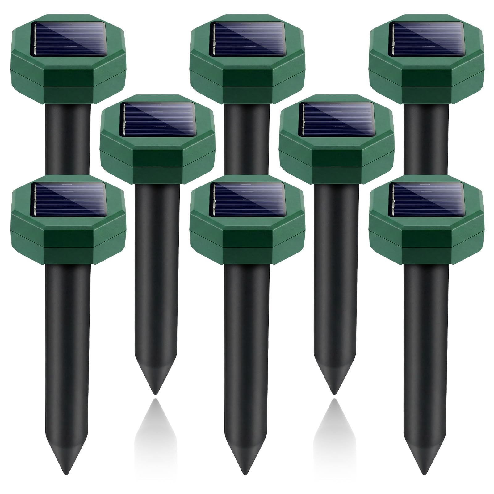 8 Packungen Schlange Maulwurfschreck Solarbetrieben Maulwurf Streifenhörnchen Wühlmausschreck Sonic Spikes Ultraschall Gopher Abschreckung Outdoor IP65 Wasserdicht