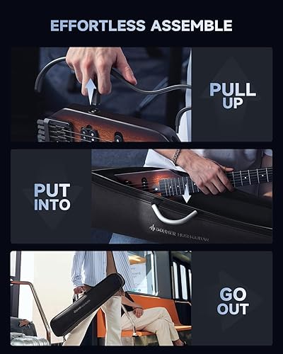 Miniatura 3 de Donner HUSH-X - Kit de guitarra eléctrica, guitarra sin cabeza ligera, ideal para viajes y práctica, cuerpo sólido de caoba con soportes fáciles de