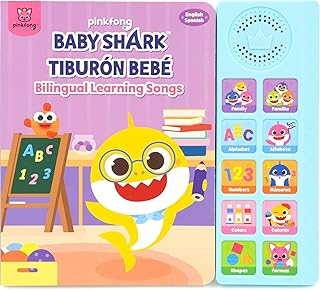 Baby Shark English Spanish Bilingual Learning Songs 10 Button Sound Book, Baby Shark Bilingual Children's Sound Books, Interactive Learning Books For Toddlers, Learning & Education Toys 18 months
