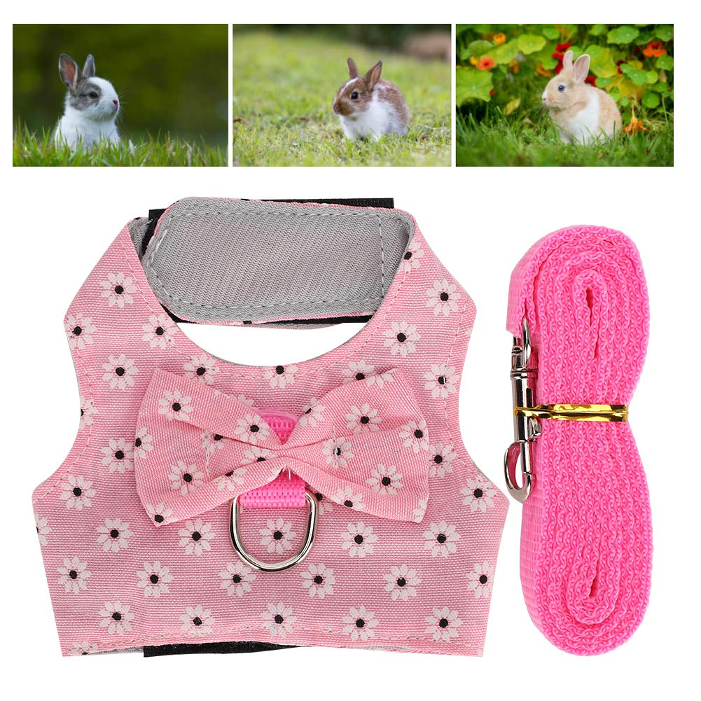 Small Pet Guinea Pig Rabbit Harness and Leash Soft Vest Harness with Hamster Chest Strap Leash for Small Animals (S)