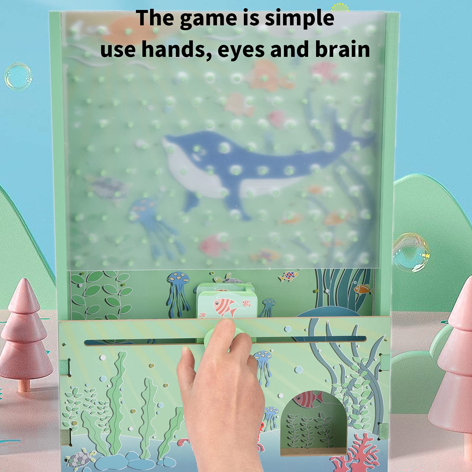 Jeu de Flipper de Table, Jouet éducatif interactif Parent-Enfant pour Salle de Jeux et Maison pour Tout-Petits, matériau en Bois de Haute qualité, Ensemble de Boules en Bois de 25
